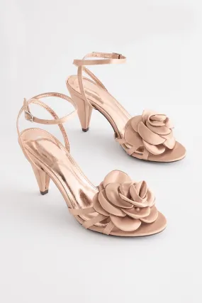 Forever Comfort® - Satin - Floral Heel Sandals