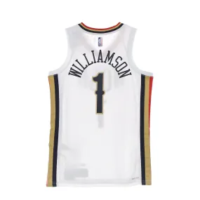 Men's NBA Dri Fit Swingman Basketball Jersey City Edition 21 No 1 Zion Williamson Neopel White/Club Gold