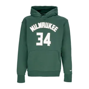 Men's NBA Essential Fleece Hoodie No 34 Giannis Antetokounmpo Milbuc Fir
