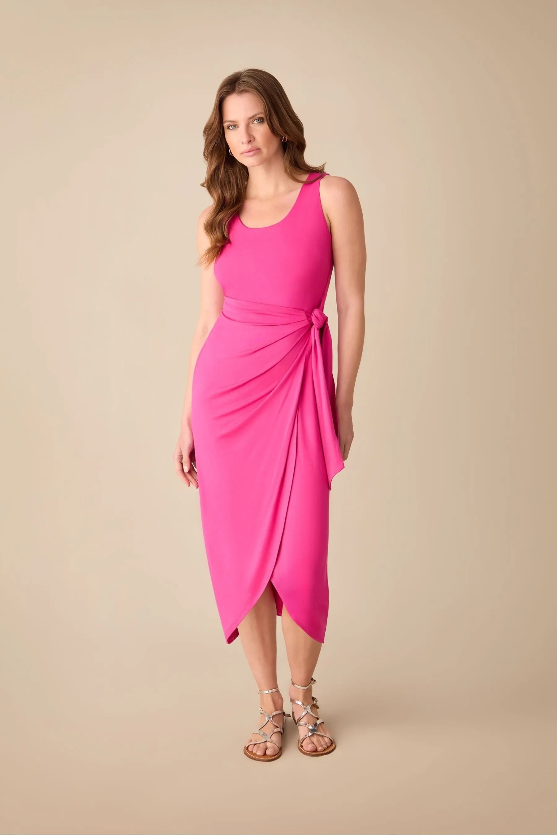 Ro&Zo Petite Pink Tie Waist Jersey Dress