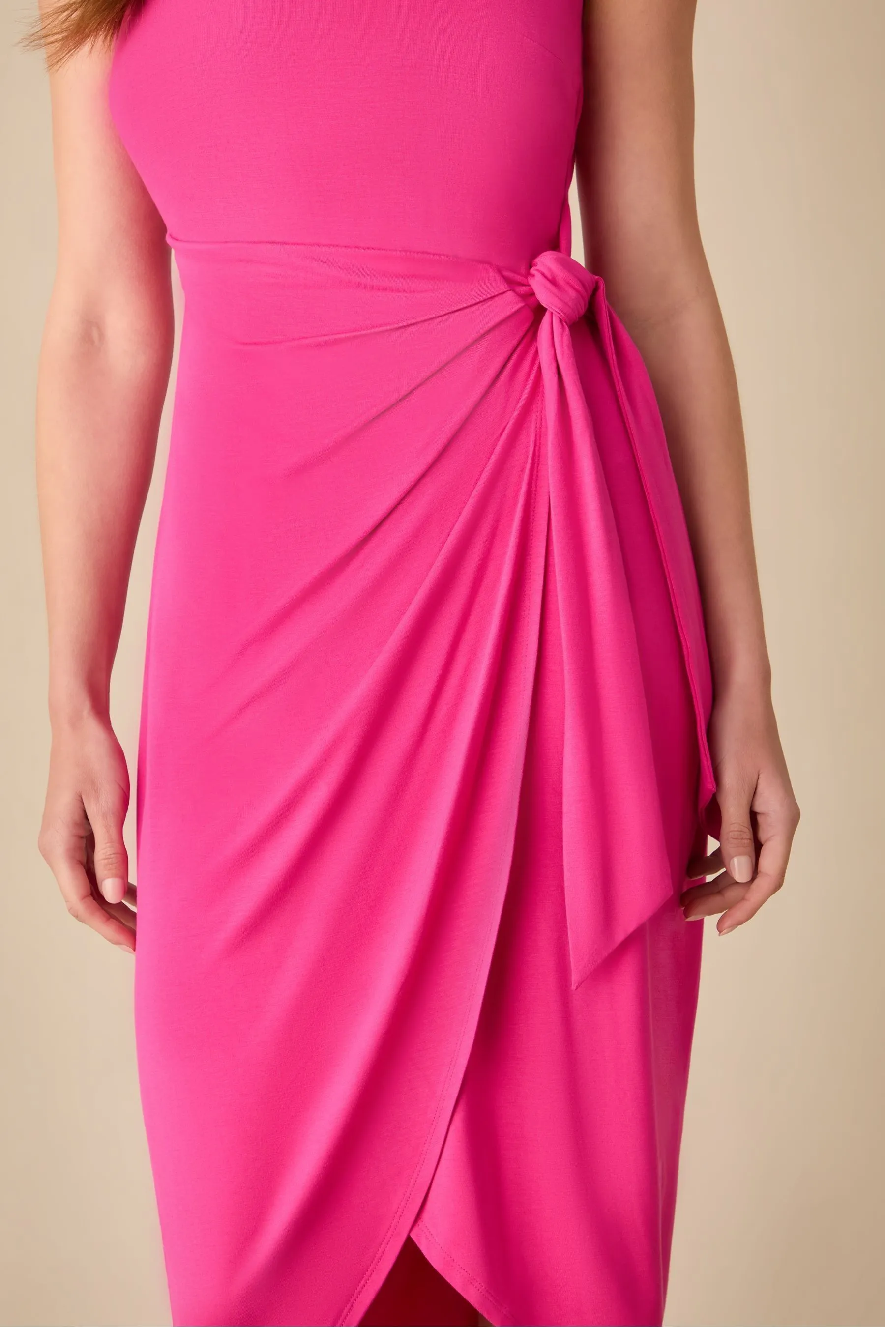 Ro&Zo Petite Pink Tie Waist Jersey Dress