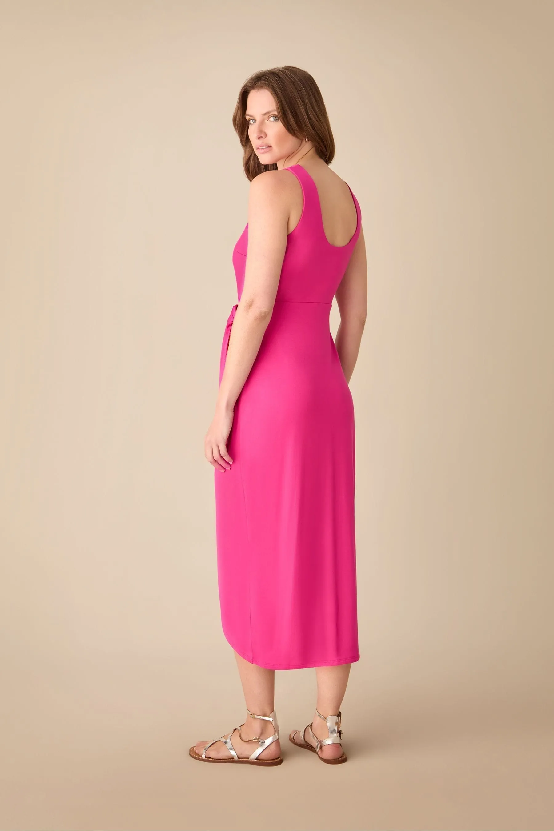 Ro&Zo Petite Pink Tie Waist Jersey Dress